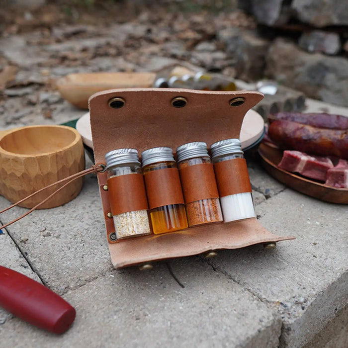 Leather Spice Jar Storage Bag