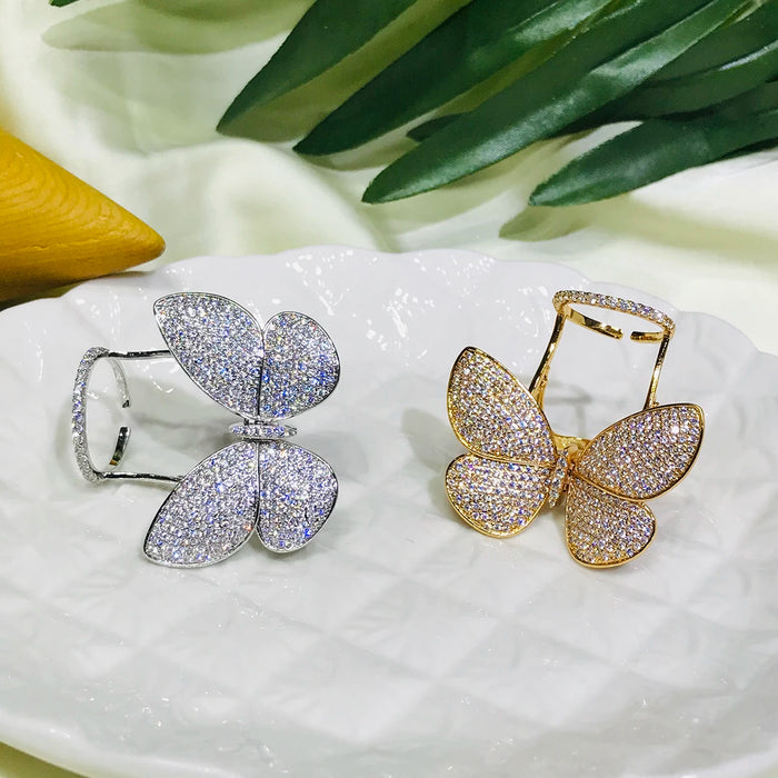 Crystal Stones Made Butterfly Ring